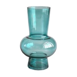 Bloemenvaas Petrol Handgeblazen - H 31 X D 19 Cm